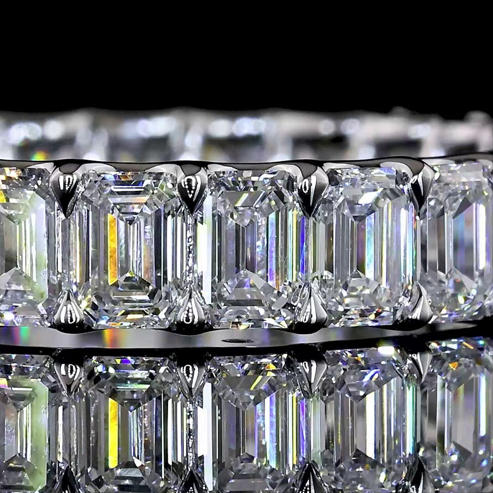 14K White Gold Eternity Band with U-Prong Set Emerald Cut Lab Diamonds - 3.10 Carat Total Weight, 22 Stones, E-F Color VS Clarity - Covaloro Fine Jewelry