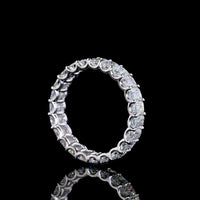 14K White Gold Eternity Band with U-Prong Set Emerald Cut Lab Diamonds - 3.10 Carat Total Weight, 22 Stones, E-F Color VS Clarity - Covaloro Fine Jewelry