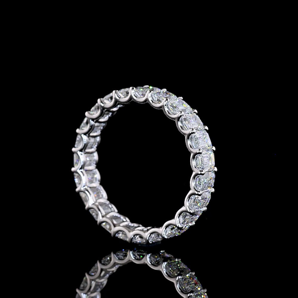 14K White Gold Eternity Band with U-Prong Set Emerald Cut Lab Diamonds - 3.10 Carat Total Weight, 22 Stones, E-F Color VS Clarity - Covaloro Fine Jewelry