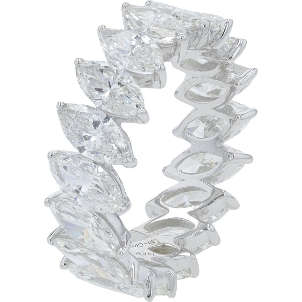14K White Gold Eternity Band with U - Prong Set Marquise Lab Grown Diamonds - 5.75 Carat Total Diamond Weight