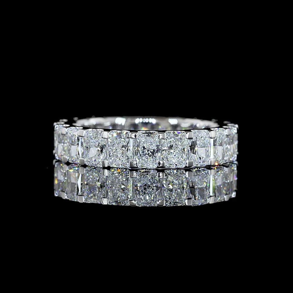 14K White Gold Eternity Band with U-Prong Set Radiant Cut Lab Diamonds - 3.53 Carat Total Weight, 21 Stones E-F VS1 - Covaloro Fine Jewelry