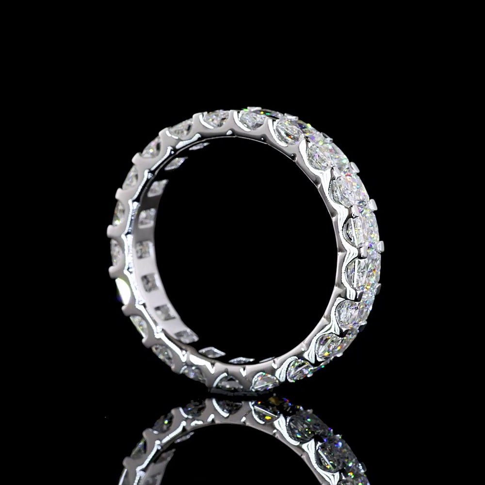 14K White Gold Eternity Band with U-Prong Set Radiant Cut Lab Diamonds - 3.53 Carat Total Weight, 21 Stones E-F VS1 - Covaloro Fine Jewelry
