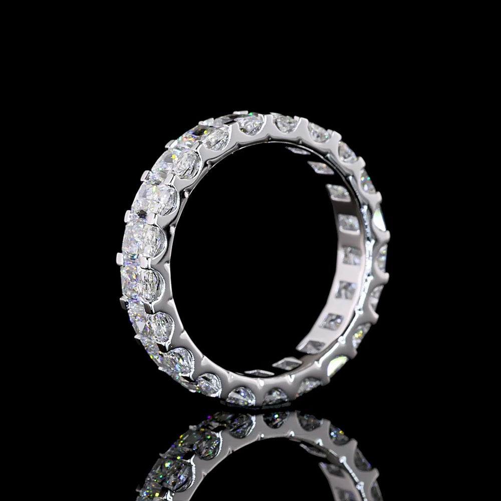 14K White Gold Eternity Band with U-Prong Set Radiant Cut Lab Diamonds - 3.53 Carat Total Weight, 21 Stones E-F VS1 - Covaloro Fine Jewelry
