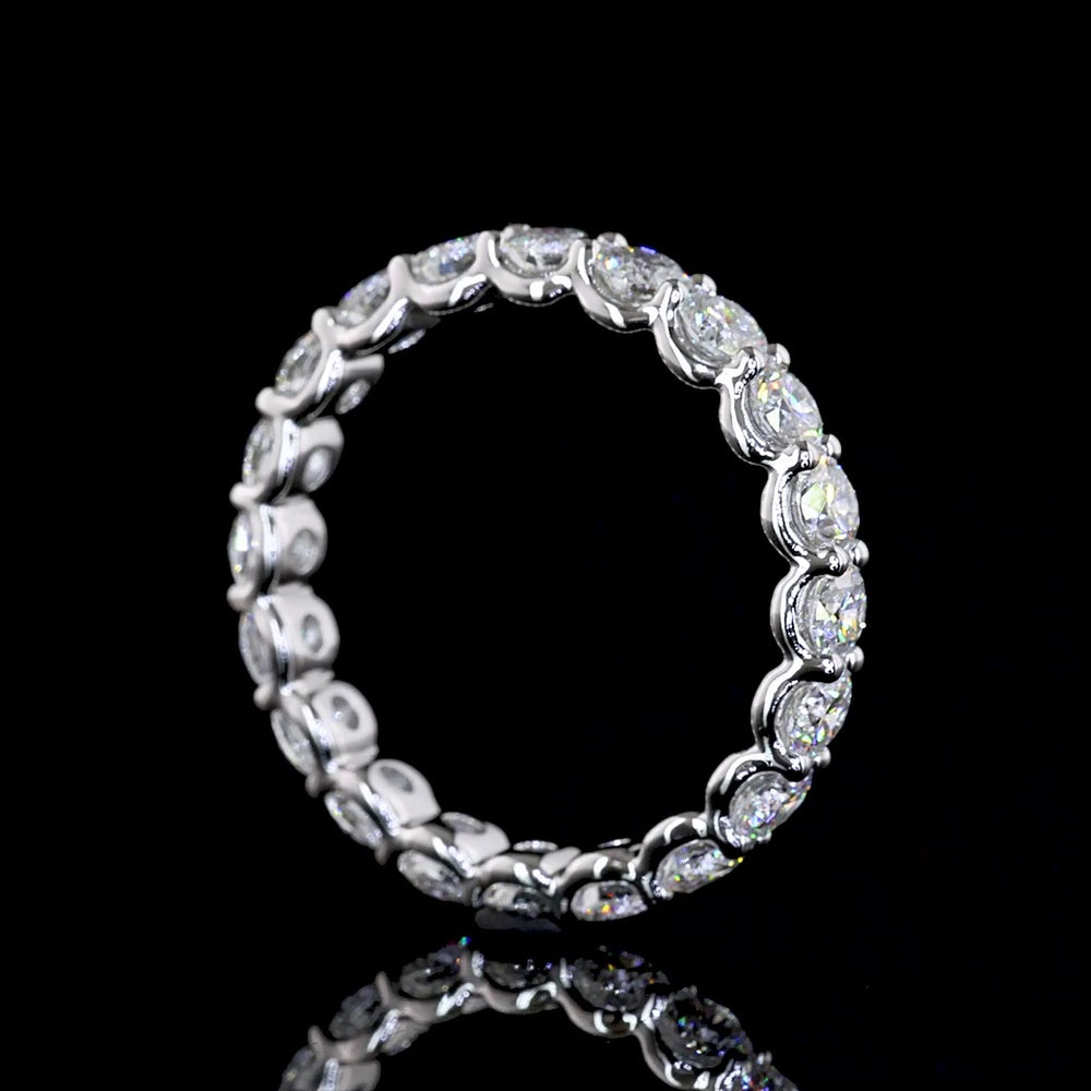 14K White Gold Eternity Band with U-Prong Set Round Cut Lab Diamonds - 2.02 Carat Total Diamond Weight (E-F Color, VS1 Clarity) - Covaloro Fine Jewelry