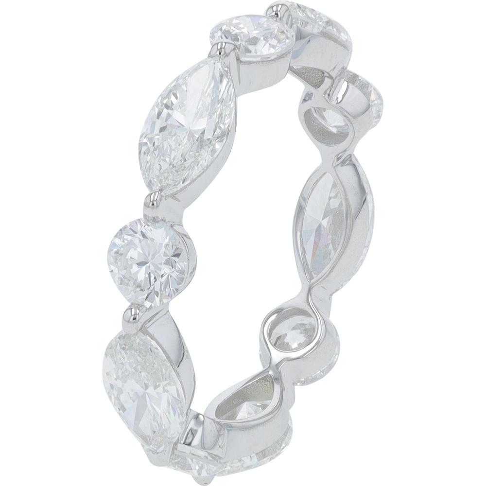 14K White Gold Eternity Ring with Alternating Marquise and Round Lab Grown Diamonds - 4.00 Carat Total Diamond Weight