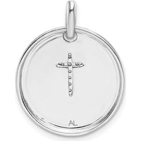 14K White Gold Faith Cross Pendant with Round Diamonds - 0.012 Carat Total Diamond Weight by Monteluci Fine Jewelry