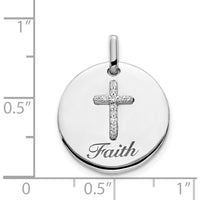 14K White Gold Faith Cross Pendant with Round Diamonds - 0.012 Carat Total Diamond Weight by Monteluci Fine Jewelry