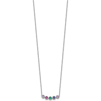 14K White Gold Family Birthstone Necklace with Five Colorful Gemstones by Oro Pregiato
