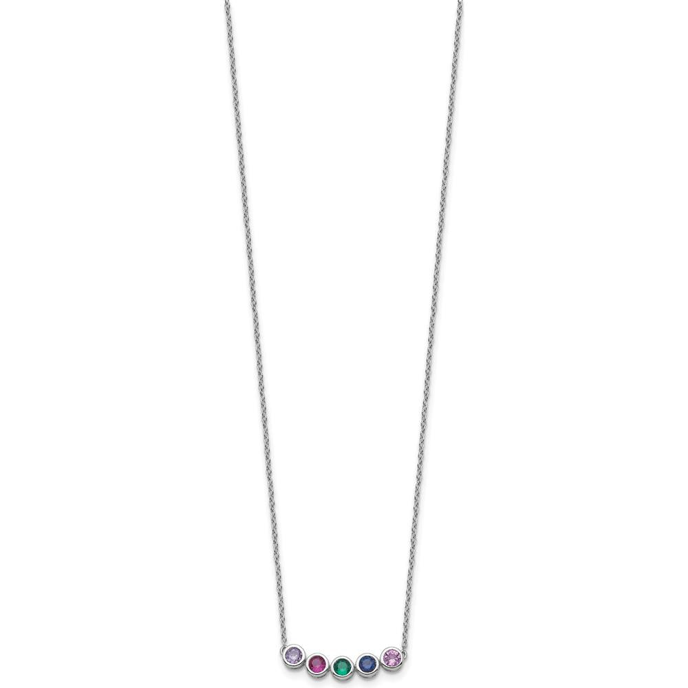 14K White Gold Family Birthstone Necklace with Five Colorful Gemstones by Oro Pregiato