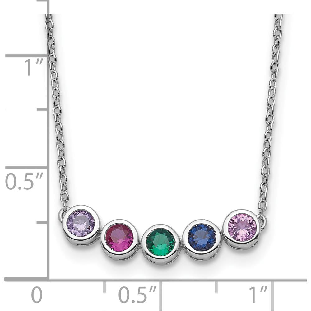 14K White Gold Family Birthstone Necklace with Five Colorful Gemstones by Oro Pregiato