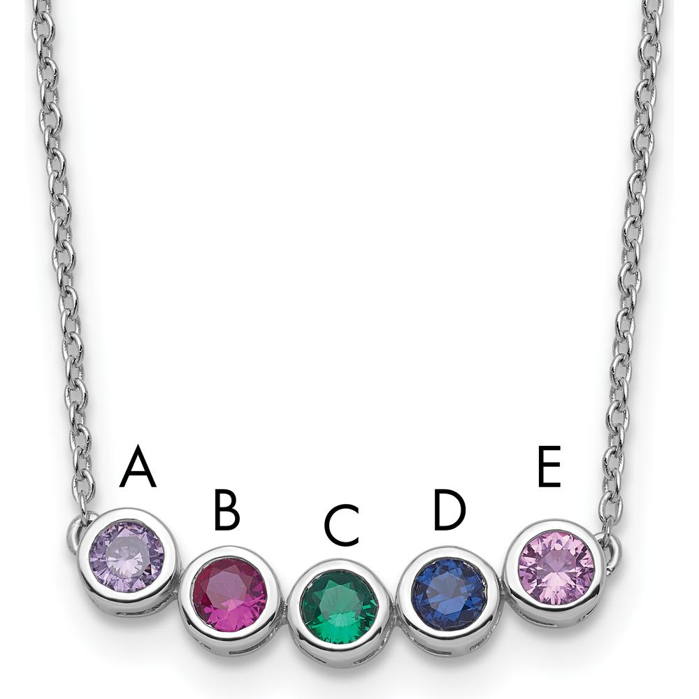 14K White Gold Family Birthstone Necklace with Five Colorful Gemstones by Oro Pregiato