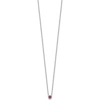 14K White Gold Family Birthstone Necklace with Round Ruby in Bezel Setting by Oro Pregiato