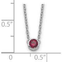 14K White Gold Family Birthstone Necklace with Round Ruby in Bezel Setting by Oro Pregiato