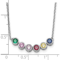 14K White Gold Family Birthstone Necklace with Six Round Gemstones - Personalized Milestone Necklace by Oro Pregiato