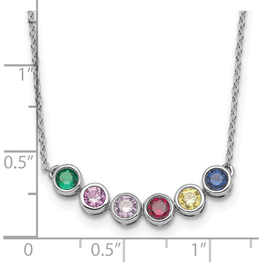 14K White Gold Family Birthstone Necklace with Six Round Gemstones - Personalized Milestone Necklace by Oro Pregiato