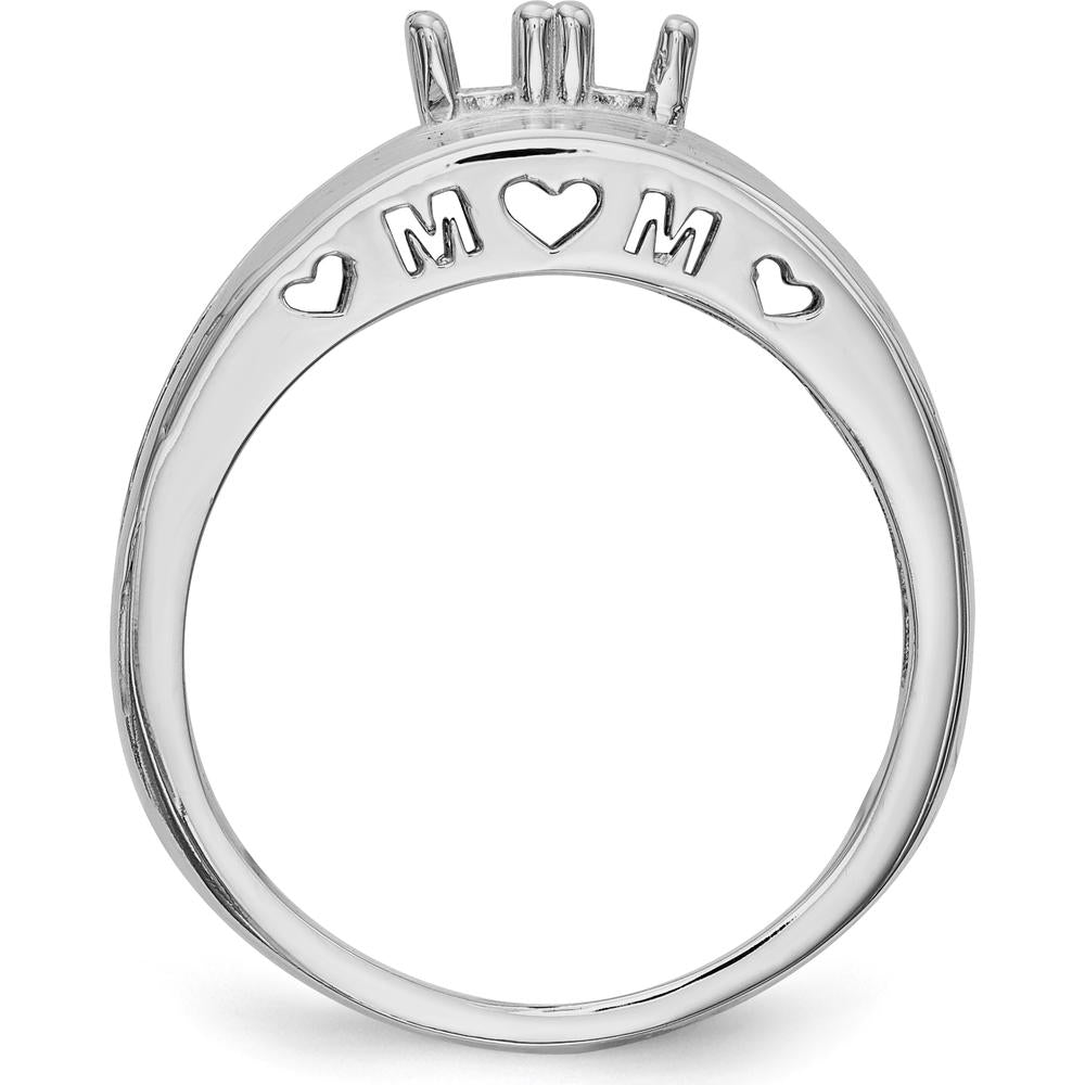 14K White Gold Family Jewelry Ring Mounting - 3mm Band Width, Rhodium Plated by Oro Pregiato
