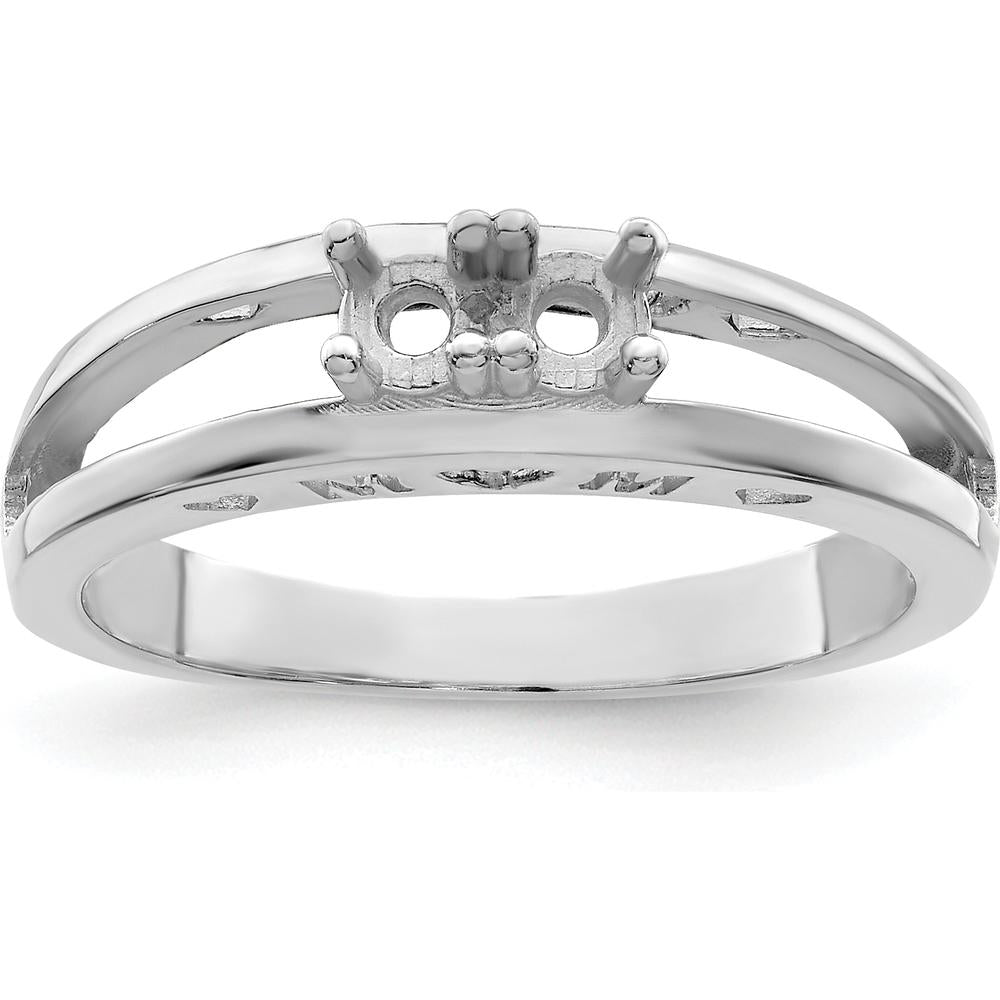 14K White Gold Family Jewelry Ring Mounting - 3mm Band Width, Rhodium Plated by Oro Pregiato