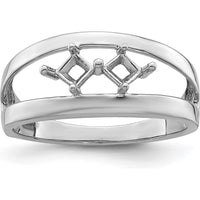 14K White Gold Family Jewelry Ring Mounting - 4mm Band Width, Polished Finish by Oro Pregiato