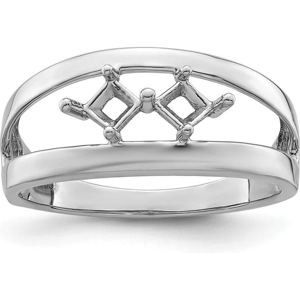 14K White Gold Family Jewelry Ring Mounting - 4mm Band Width, Polished Finish by Oro Pregiato