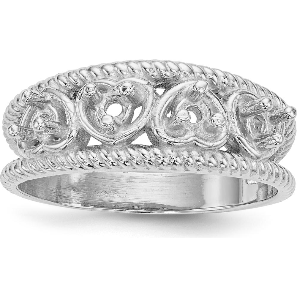 14K White Gold Family Jewelry Ring Mounting - 4mm Band Width, Polished Finish by Oro Pregiato