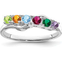 14K White Gold Family Jewelry Ring Mounting - Customizable with Personal Stones by Monteluci Fine Jewelry