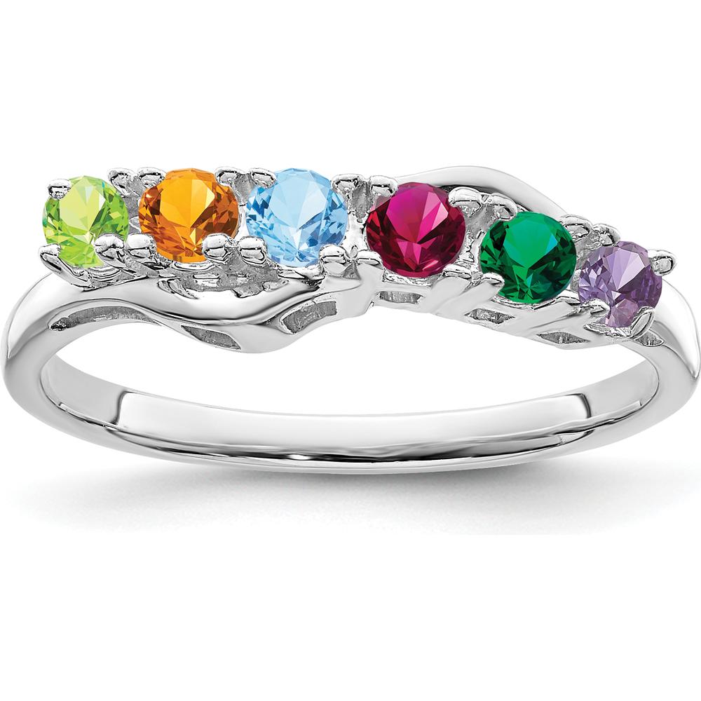 14K White Gold Family Jewelry Ring Mounting - Customizable with Personal Stones by Monteluci Fine Jewelry