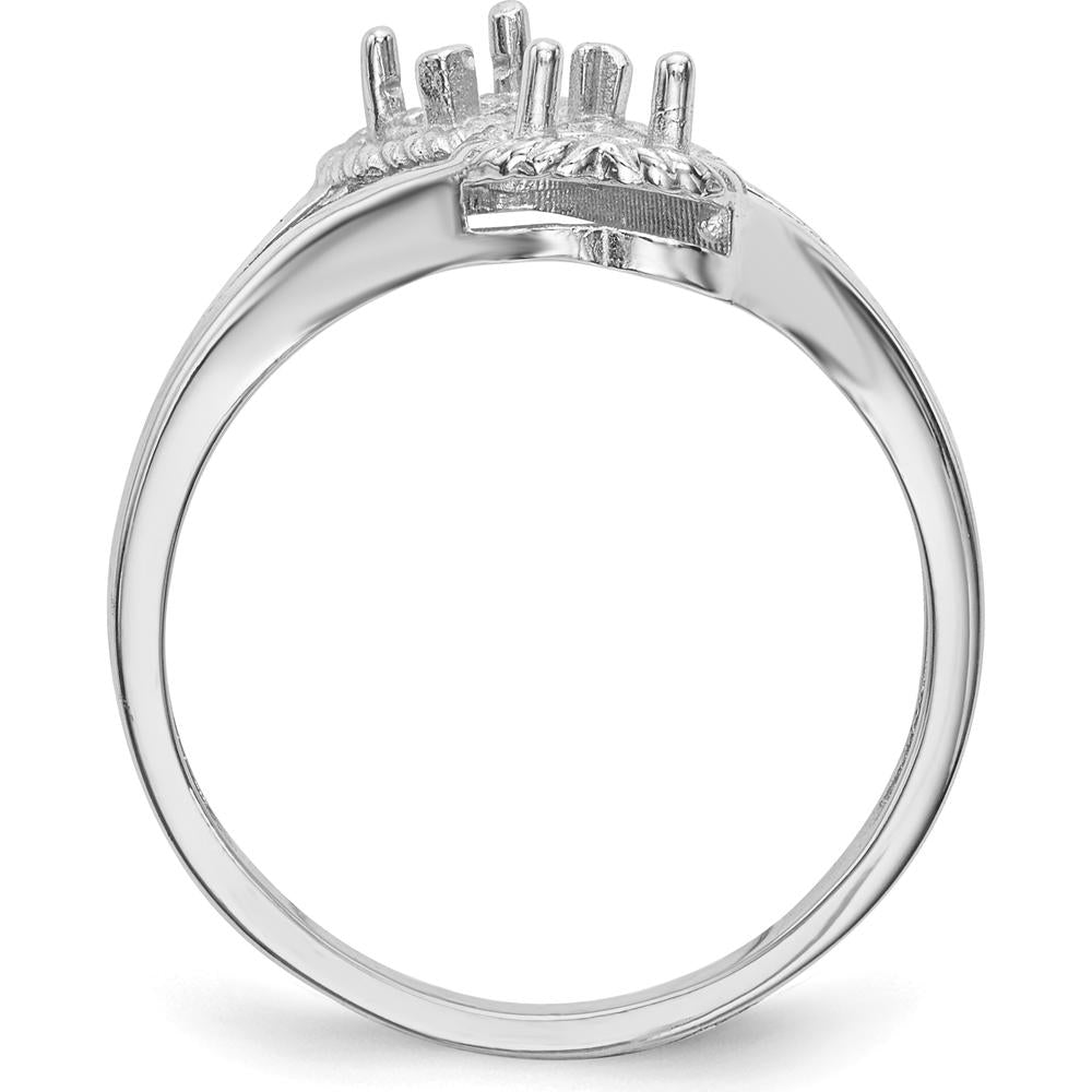 14K White Gold Family Jewelry Ring Mounting - Polished Band, Rhodium Plating, 2mm Band Width by Oro Pregiato