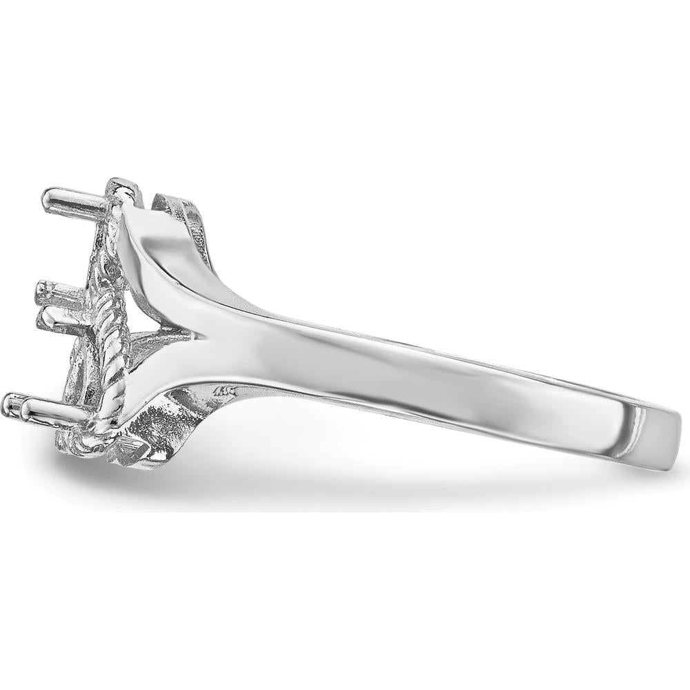 14K White Gold Family Jewelry Ring Mounting - Polished Band, Rhodium Plating, 2mm Band Width by Oro Pregiato