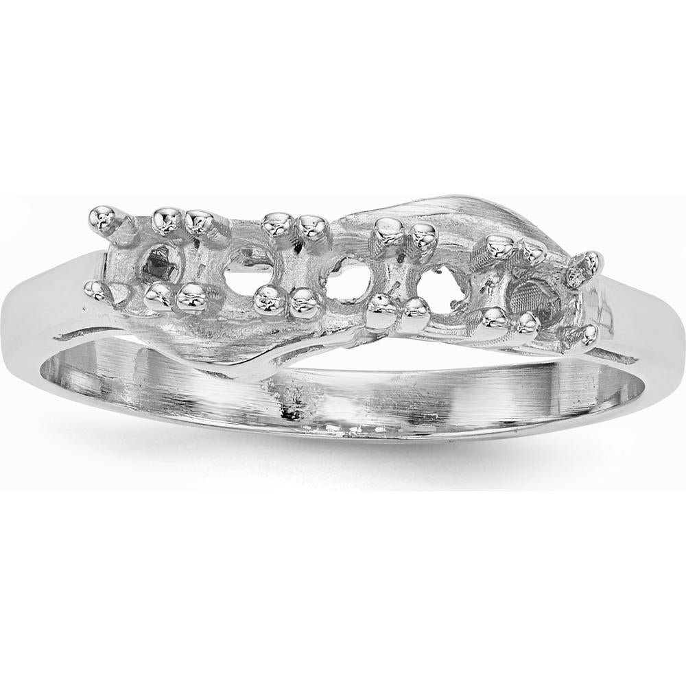 14K White Gold Family Jewelry Ring Mounting - Polished Finish, Rhodium Plated by Monteluci Fine Jewelry