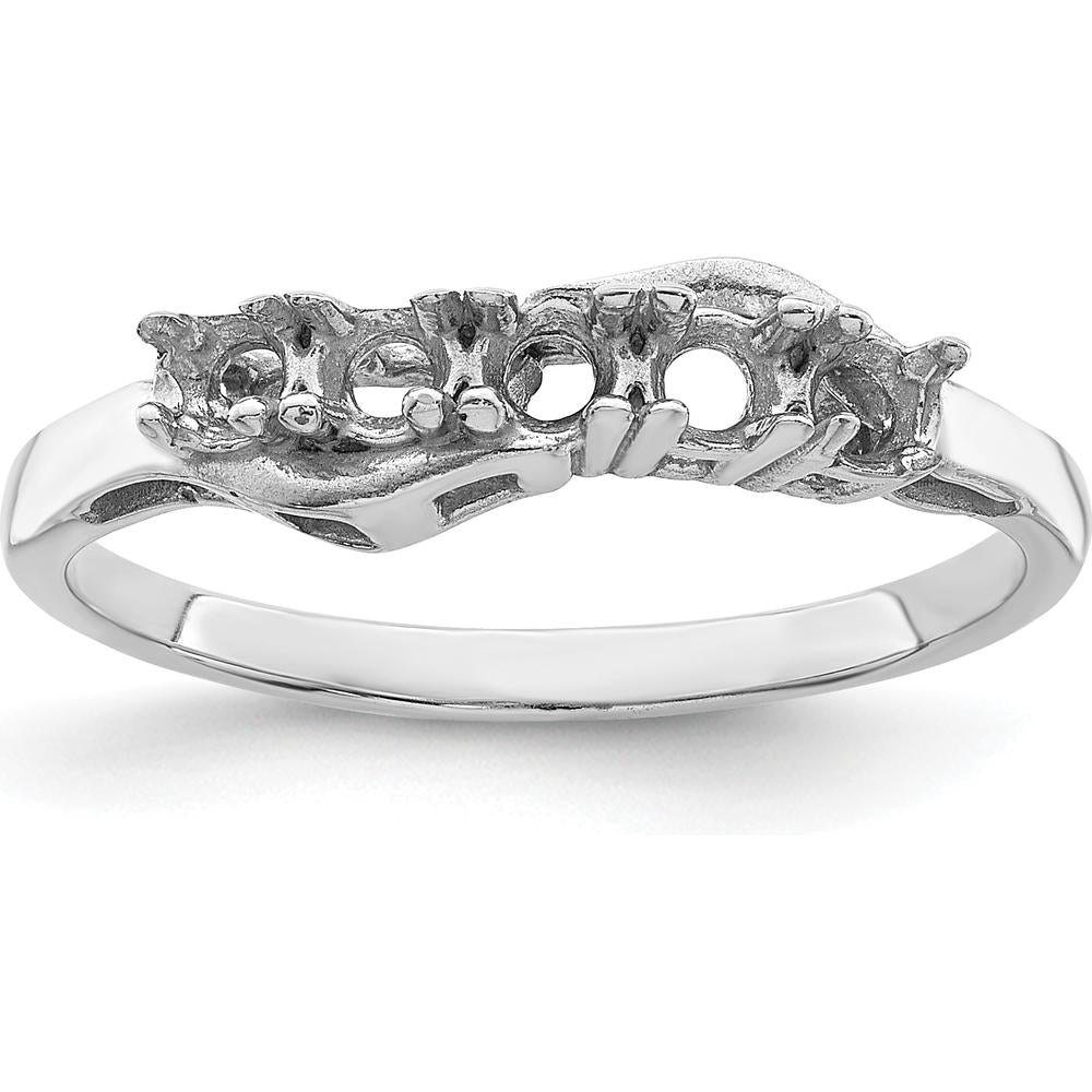 14K White Gold Family Jewelry Ring Mounting - Polished Finish, Rhodium Plated by Monteluci Fine Jewelry