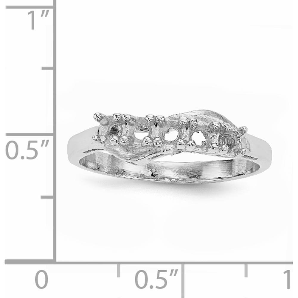 14K White Gold Family Jewelry Ring Mounting - Polished Finish, Rhodium Plated by Monteluci Fine Jewelry
