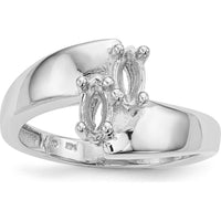 14K White Gold Family Jewelry Ring Mounting - Polished Finish, Rhodium Plated by Monteluci Fine Jewelry