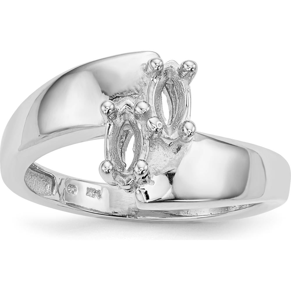 14K White Gold Family Jewelry Ring Mounting - Polished Finish, Rhodium Plated by Monteluci Fine Jewelry