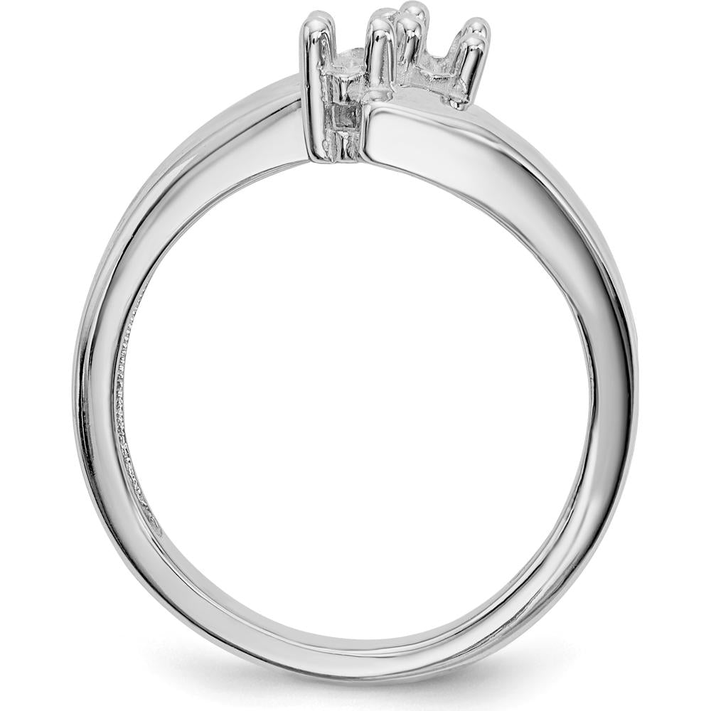 14K White Gold Family Jewelry Ring Mounting - Polished Finish, Rhodium Plated by Monteluci Fine Jewelry