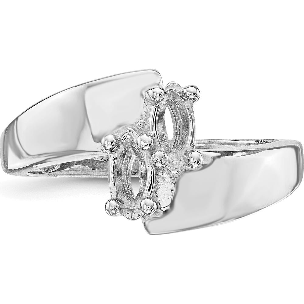 14K White Gold Family Jewelry Ring Mounting - Polished Finish, Rhodium Plated by Monteluci Fine Jewelry