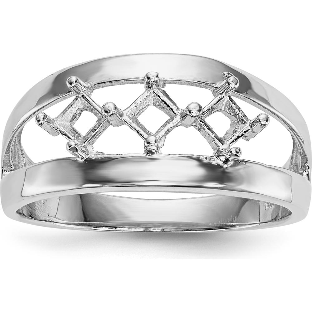 14K White Gold Family Jewelry Ring Mounting - Polished Rhodium Finish, 4mm Width by Oro Pregiato
