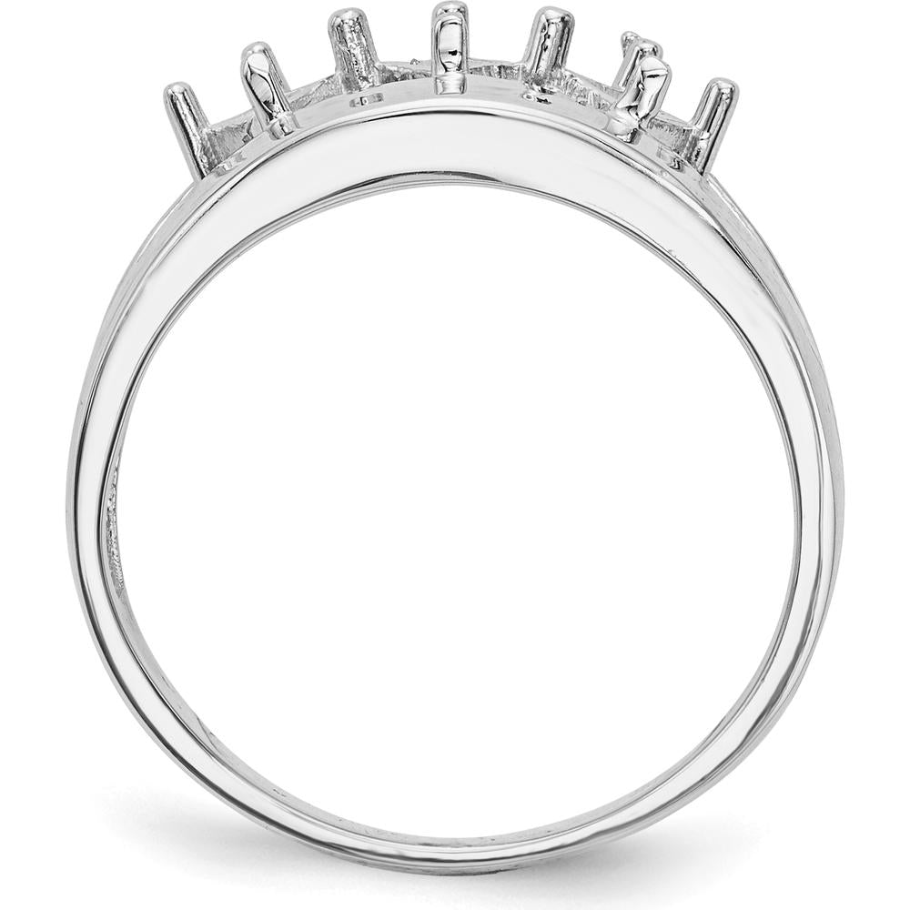 14K White Gold Family Jewelry Ring Mounting - Polished Rhodium Finish, 4mm Width by Oro Pregiato