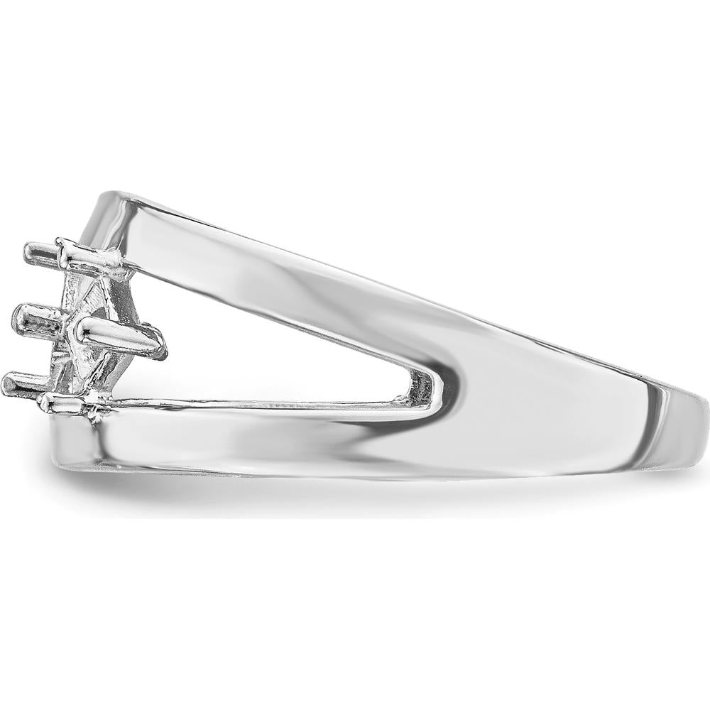 14K White Gold Family Jewelry Ring Mounting - Polished Rhodium Finish, 4mm Width by Oro Pregiato