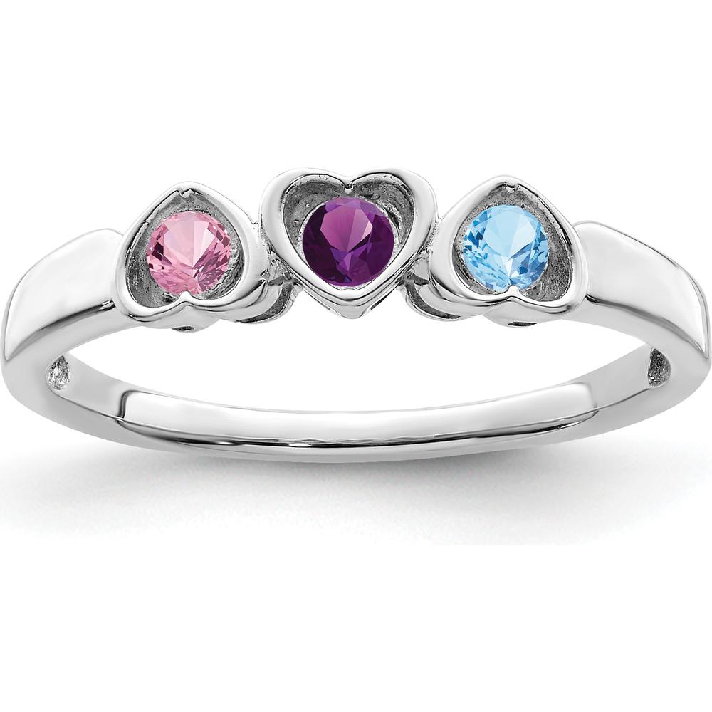 14K White Gold Family Jewelry Ring Mounting with Heart-Shaped Prongs by Oro Pregiato
