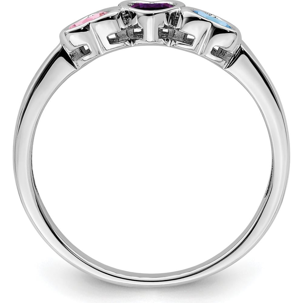 14K White Gold Family Jewelry Ring Mounting with Heart-Shaped Prongs by Oro Pregiato