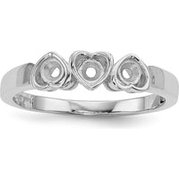 14K White Gold Family Jewelry Ring Mounting with Heart-Shaped Prongs by Oro Pregiato
