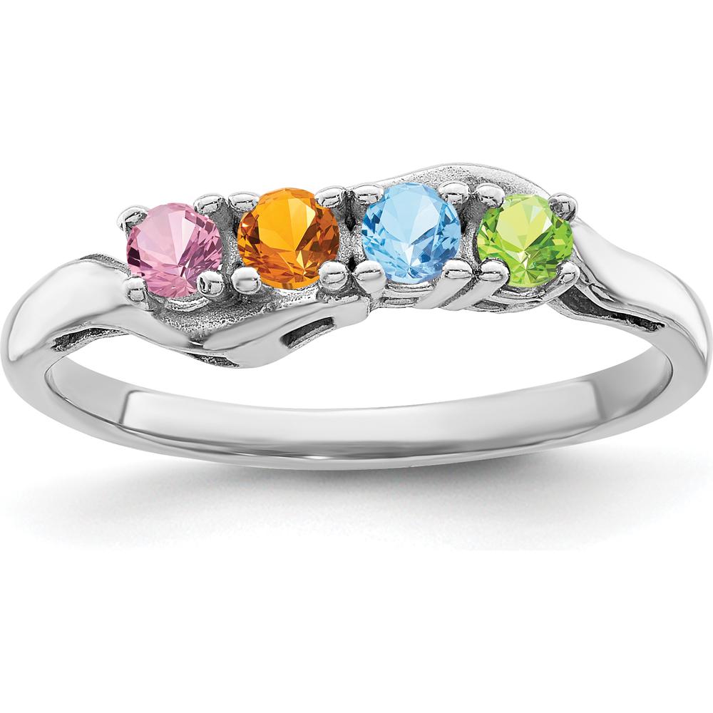 14K White Gold Family Jewelry Ring Mounting with Polished Band and Rhodium Plating by Monteluci Fine Jewelry