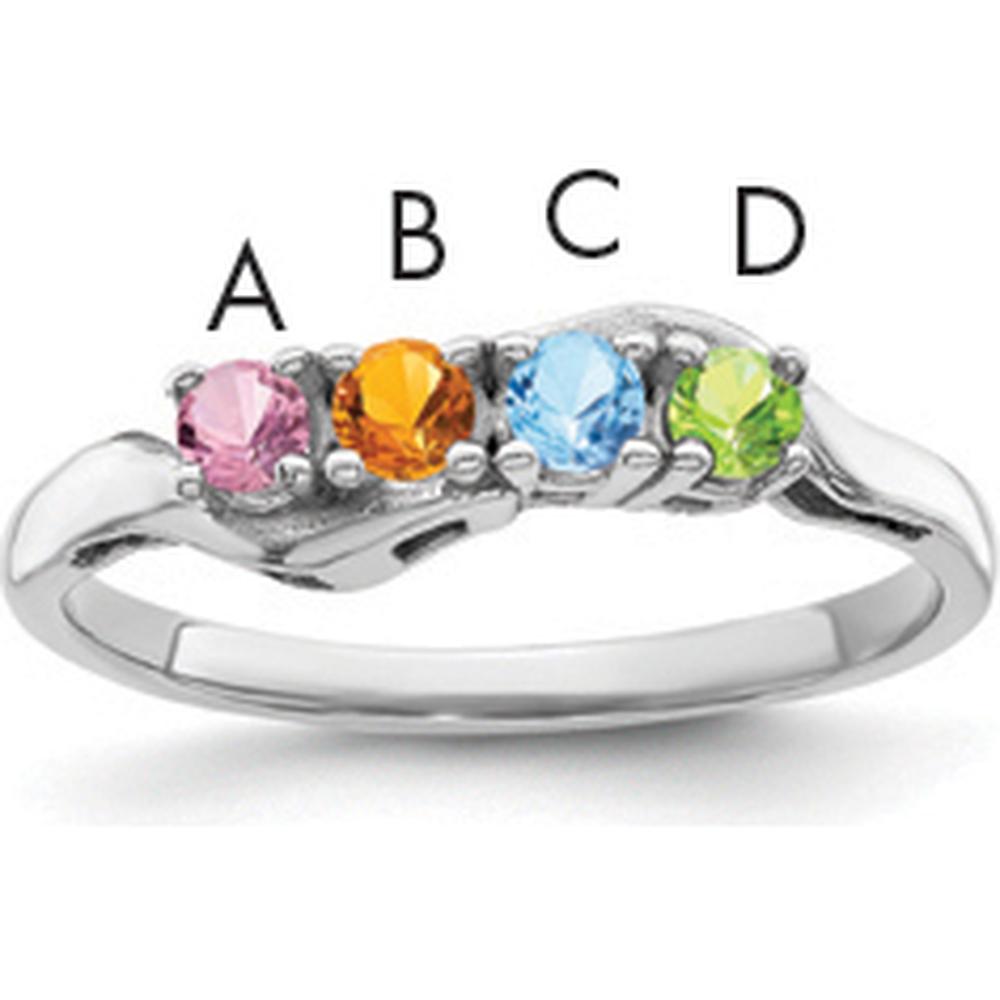 14K White Gold Family Jewelry Ring Mounting with Polished Band and Rhodium Plating by Monteluci Fine Jewelry