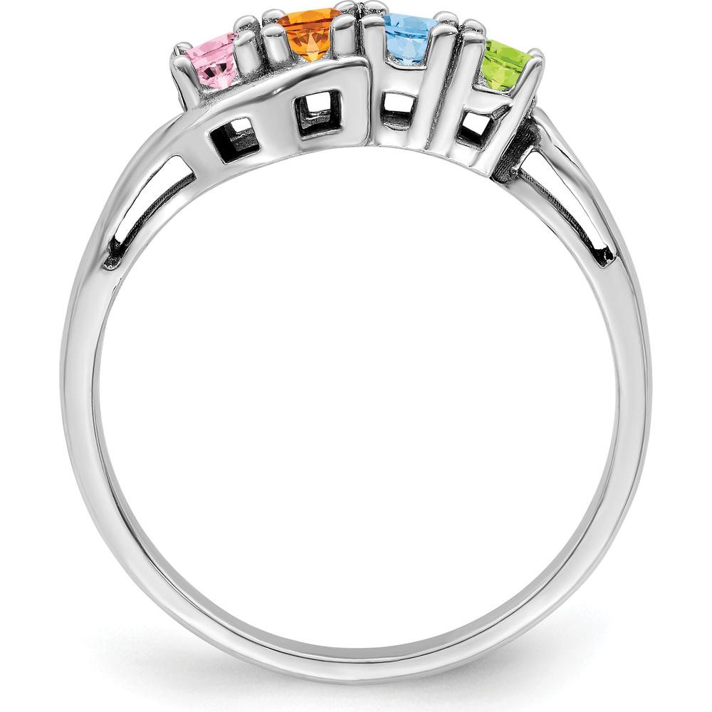 14K White Gold Family Jewelry Ring Mounting with Polished Band and Rhodium Plating by Monteluci Fine Jewelry
