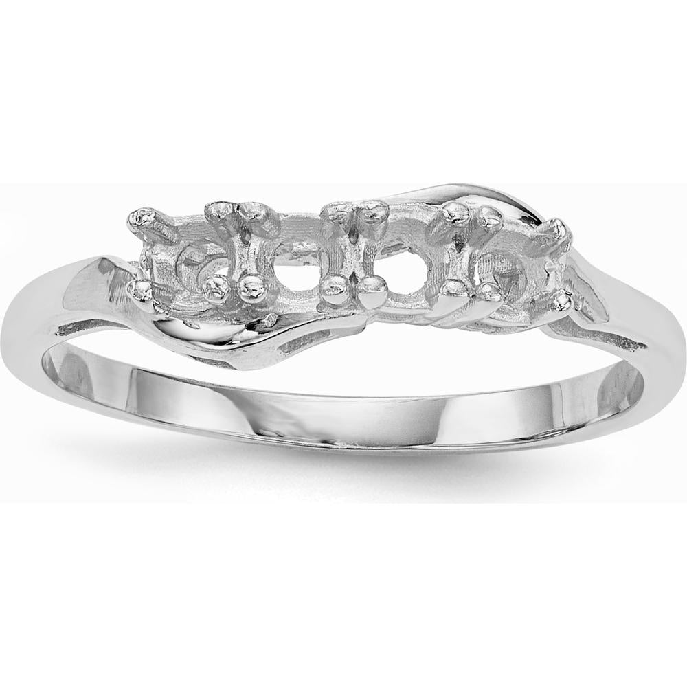 14K White Gold Family Jewelry Ring Mounting with Polished Band and Rhodium Plating by Monteluci Fine Jewelry