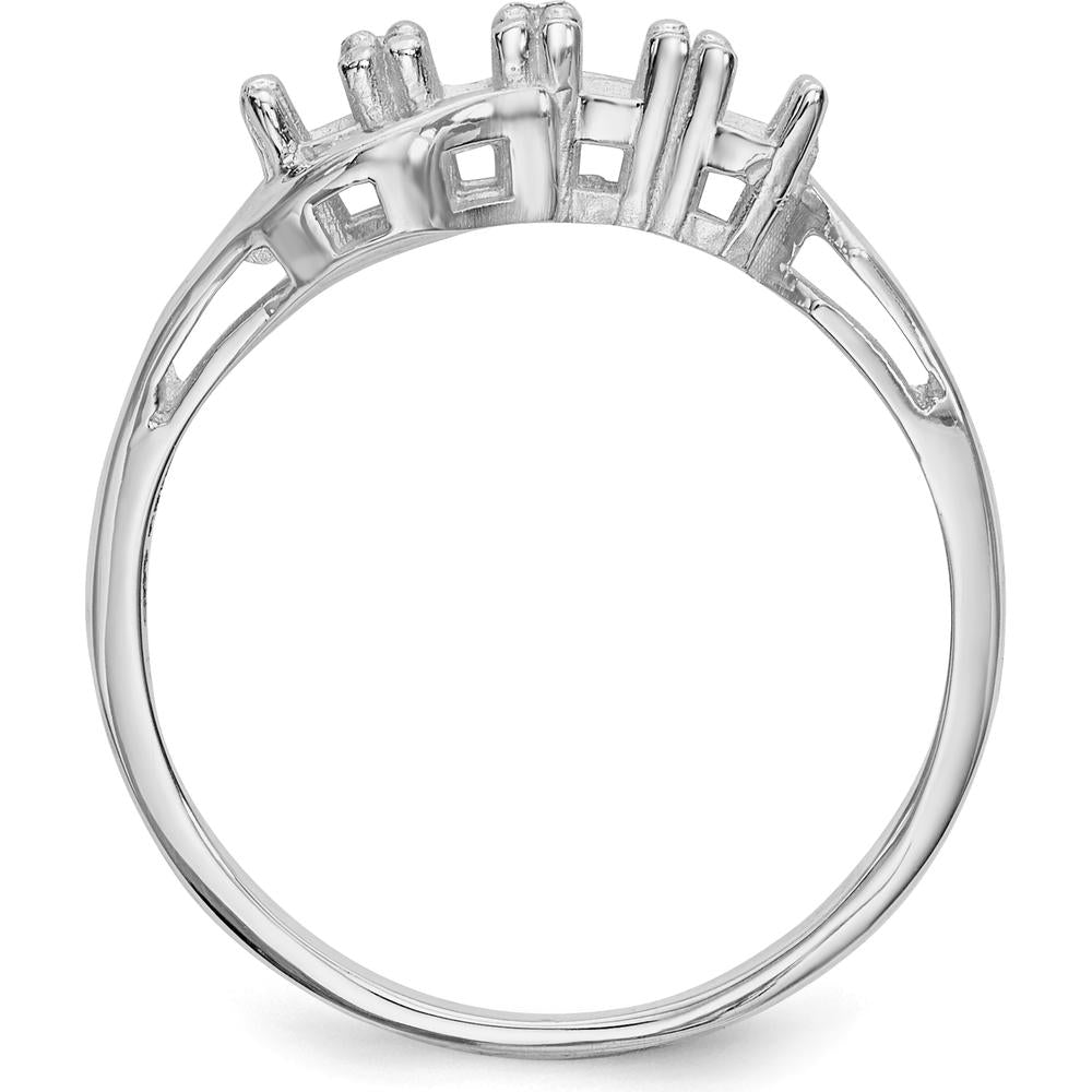 14K White Gold Family Jewelry Ring Mounting with Polished Band and Rhodium Plating by Monteluci Fine Jewelry