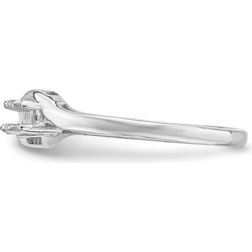 14K White Gold Family Jewelry Ring Mounting with Polished Band and Rhodium Plating by Monteluci Fine Jewelry