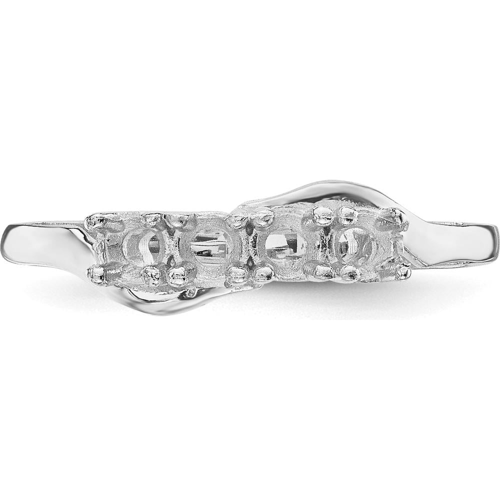 14K White Gold Family Jewelry Ring Mounting with Polished Band and Rhodium Plating by Monteluci Fine Jewelry