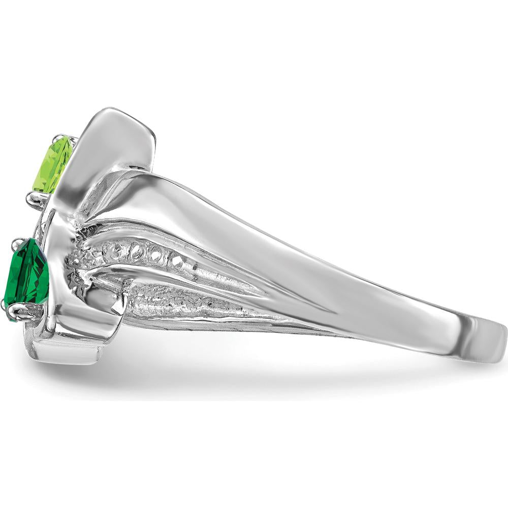 14K White Gold Family Jewelry Ring Mounting with Polished Finish - Adjustable Band by Oro Pregiato