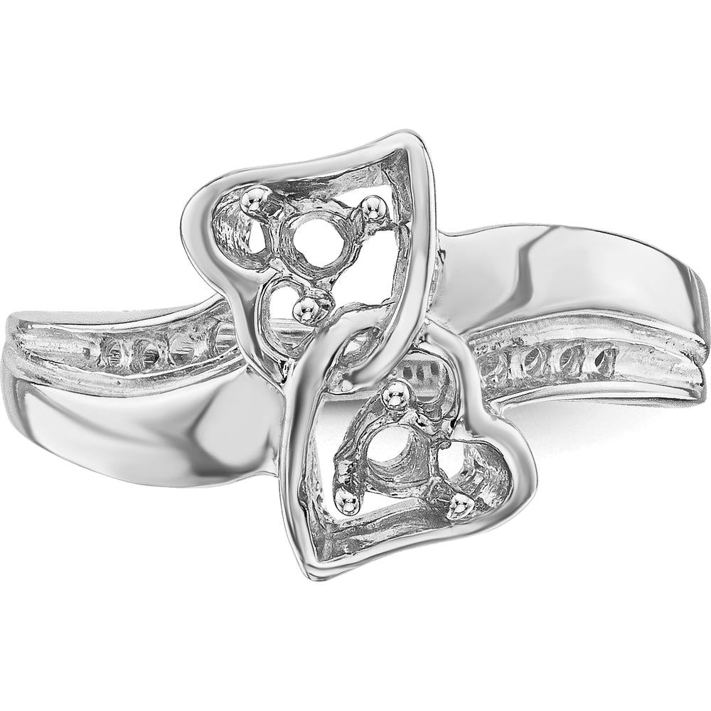 14K White Gold Family Jewelry Ring Mounting with Polished Finish - Adjustable Band by Oro Pregiato